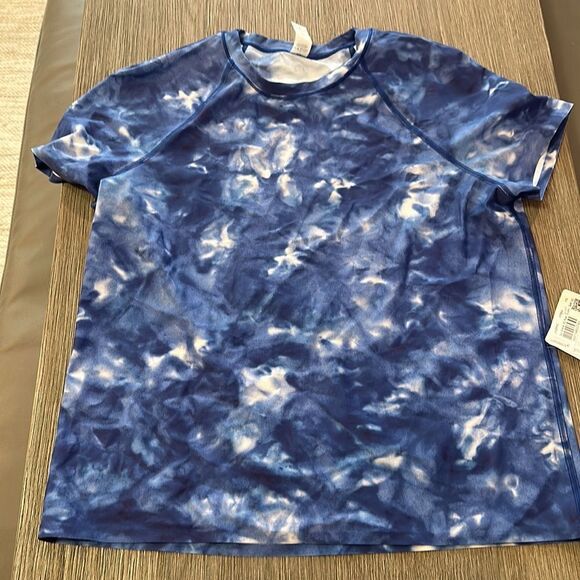 Lululemon Sun Shelter Short Sleeve Rash Guard Speckle Dye Blue Multi size XS NWT - Picture 2 of 8